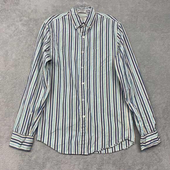 J Crew Shirt Mens Small Blue Stripe Slim Dress Button‎ Up Long Sleeve Cotton - Picture 1 of 8